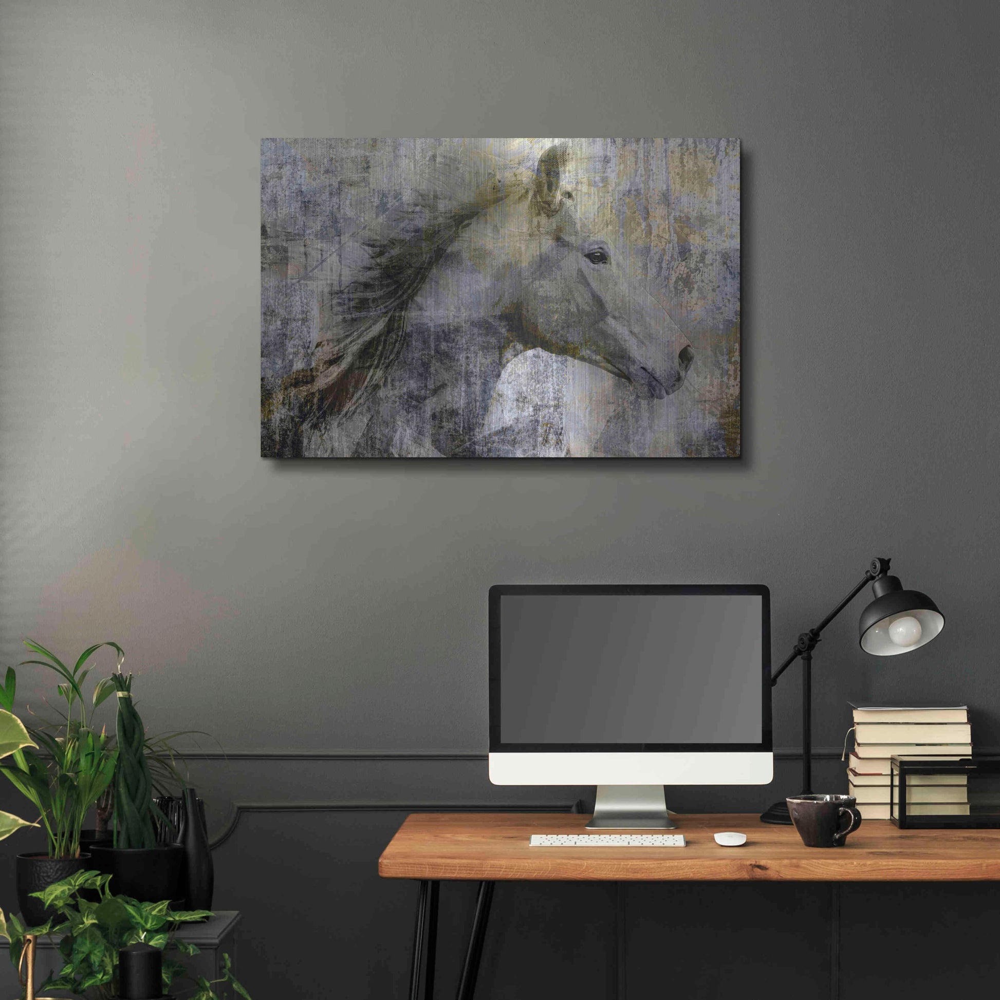 Luxe Metal Art 'Vintage Horse,' Metal Wall Art,36x24