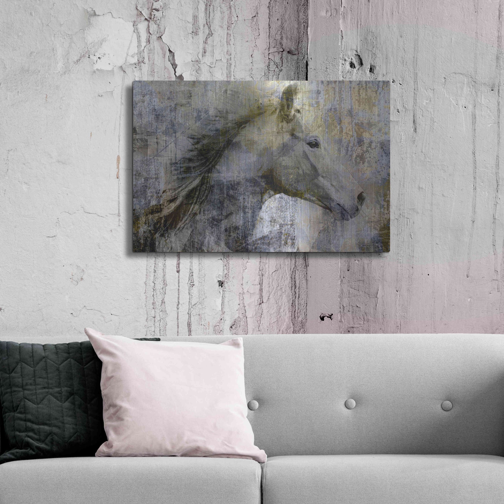Luxe Metal Art 'Vintage Horse,' Metal Wall Art,36x24