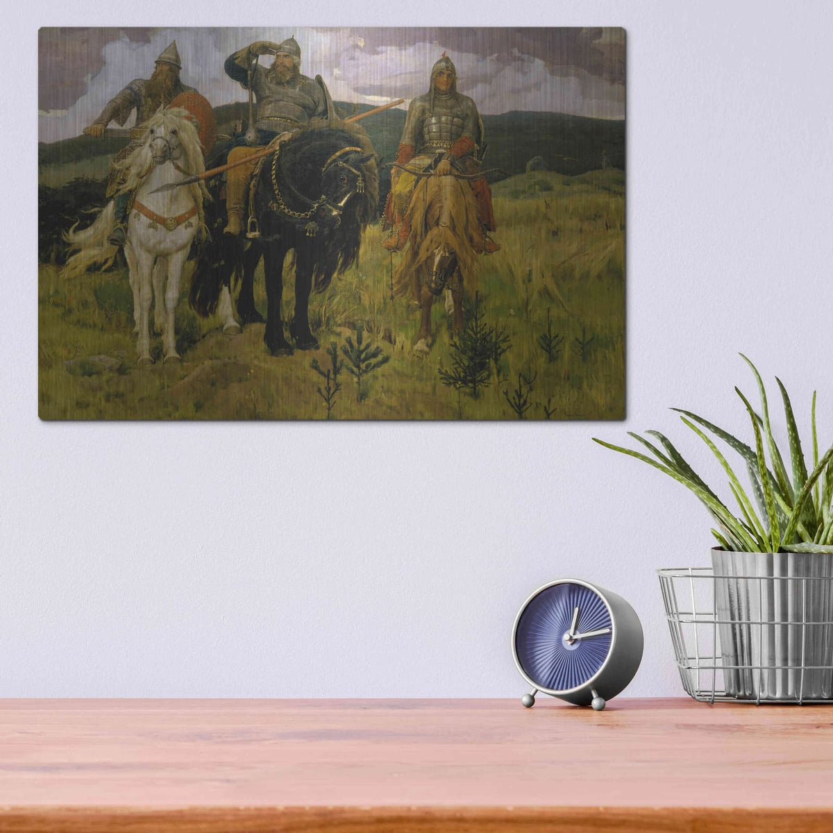 'Bogatyrs' by Viktor Vasnetsov – Metal Wall Art, 16x12 room view