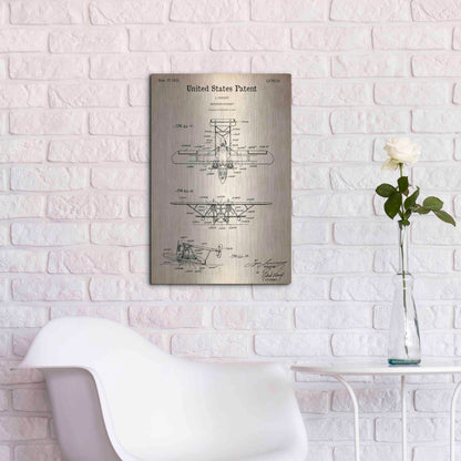 Luxe Metal Art 'Amphibian Aircraft Blueprint Patent Parchment,' Metal Wall Art,16x24