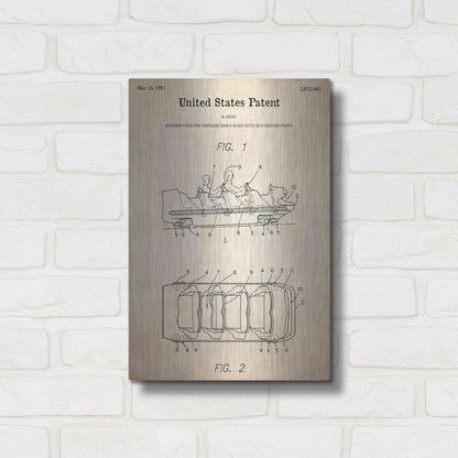 Luxe Metal Art 'Water Coaster Ride Blueprint Patent Parchment,' Metal Wall Art,12x16