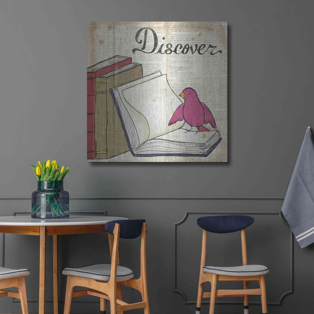'Bird Inspiration Discover' by Elyse DeNeige – Metal Wall Art, 36x36 room view
