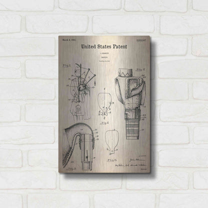 Luxe Metal Art 'Bagpipe Blueprint Patent Parchment,' Metal Wall Art,12x16