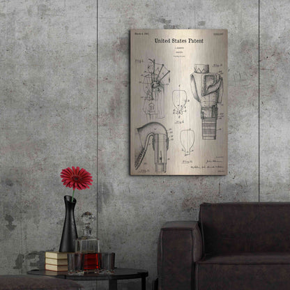 Luxe Metal Art 'Bagpipe Blueprint Patent Parchment,' Metal Wall Art,24x36