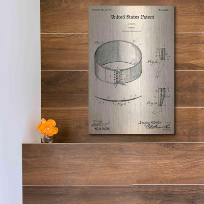 Luxe Metal Art 'Bandage Blueprint Patent Parchment,' Metal Wall Art,12x16