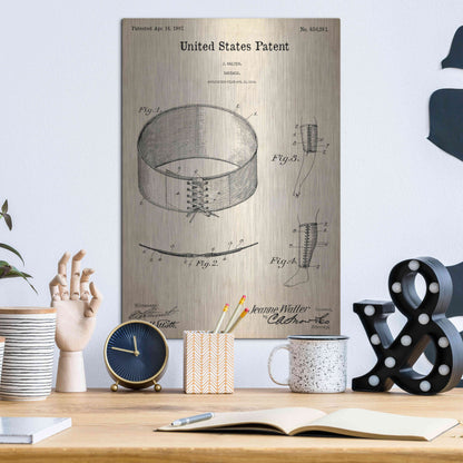 Luxe Metal Art 'Bandage Blueprint Patent Parchment,' Metal Wall Art,12x16