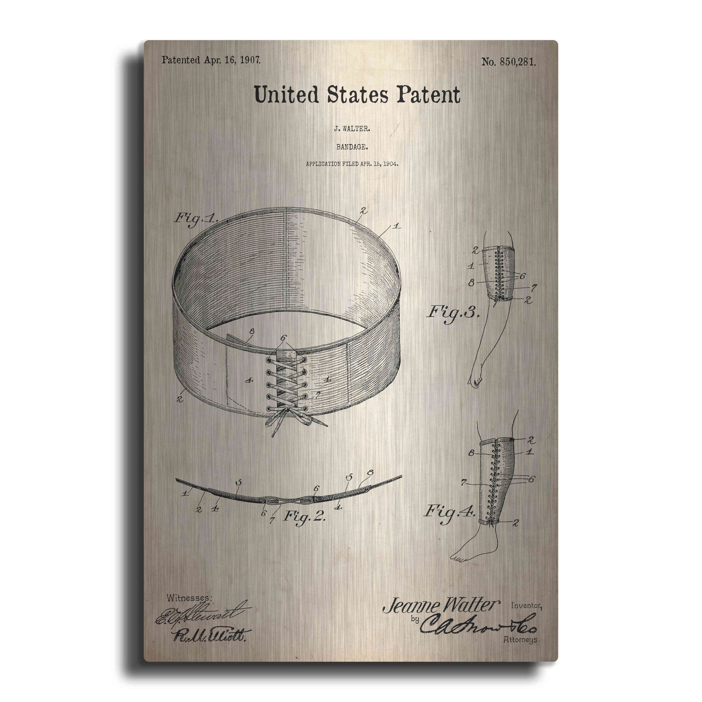 Luxe Metal Art 'Bandage Blueprint Patent Parchment,' Metal Wall Art