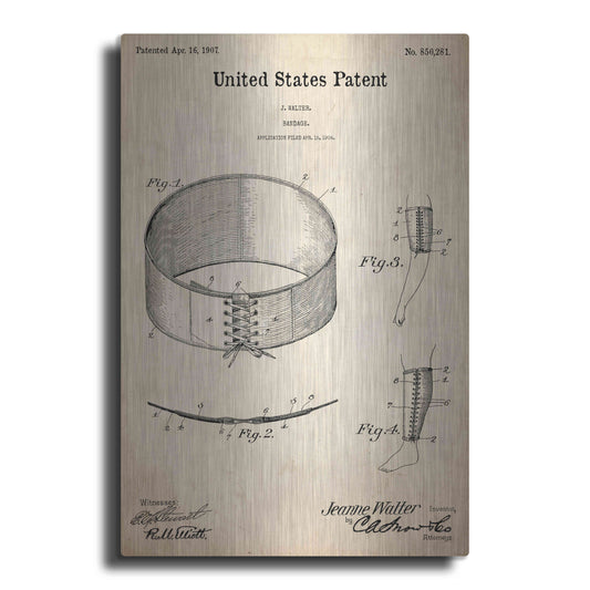 Luxe Metal Art 'Bandage Blueprint Patent Parchment,' Metal Wall Art