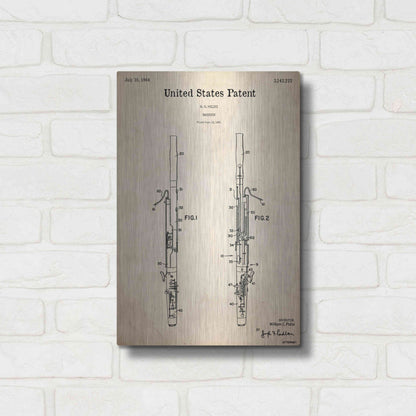 Luxe Metal Art 'Bassoon Blueprint Patent Parchment,' Metal Wall Art,12x16