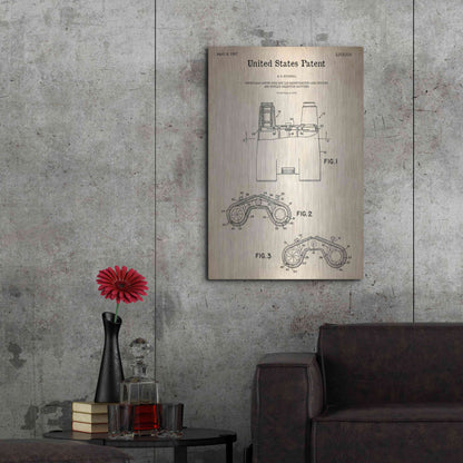 Luxe Metal Art 'Binoculars Blueprint Patent Parchment,' Metal Wall Art,24x36