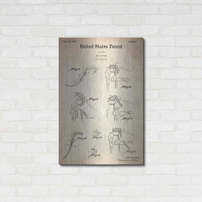 Luxe Metal Art 'Bottle Opener Blueprint Patent Parchment,' Metal Wall Art,24x36