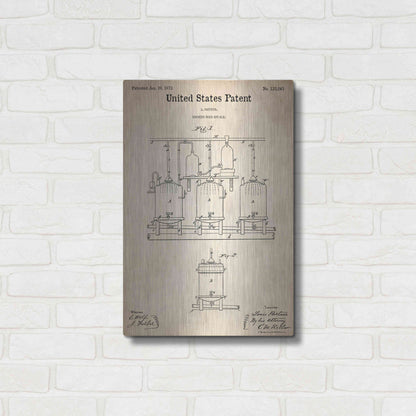 Luxe Metal Art 'Brewing Beer and Ale Blueprint Patent Parchment,' Metal Wall Art,16x24