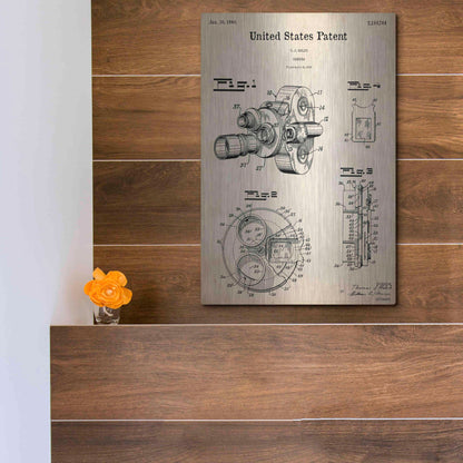 Luxe Metal Art 'Film Camera Blueprint Patent Parchment,' Metal Wall Art,12x16