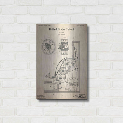 Luxe Metal Art 'Cash Register Blueprint Patent Parchment,' Metal Wall Art,16x24