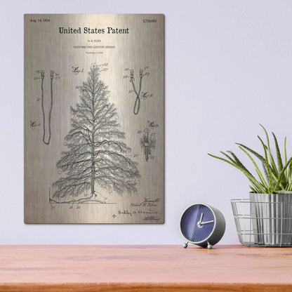 Luxe Metal Art 'Artificial Christmas Tree Blueprint Patent Parchment,' Metal Wall Art,12x16