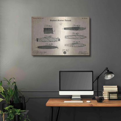 Luxe Metal Art 'Cigar Blueprint Patent Parchment,' Metal Wall Art,36x24