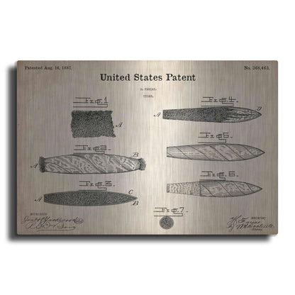 Luxe Metal Art 'Cigar Blueprint Patent Parchment,' Metal Wall Art