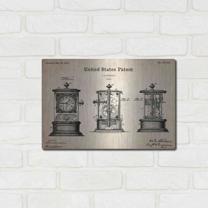 Luxe Metal Art 'Clock Blueprint Patent Parchment,' Metal Wall Art,16x12