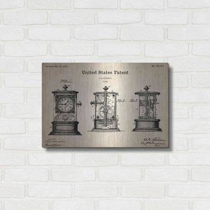 Luxe Metal Art 'Clock Blueprint Patent Parchment,' Metal Wall Art,24x16