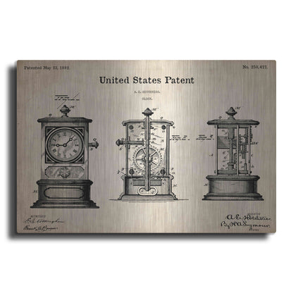 Luxe Metal Art 'Clock Blueprint Patent Parchment,' Metal Wall Art