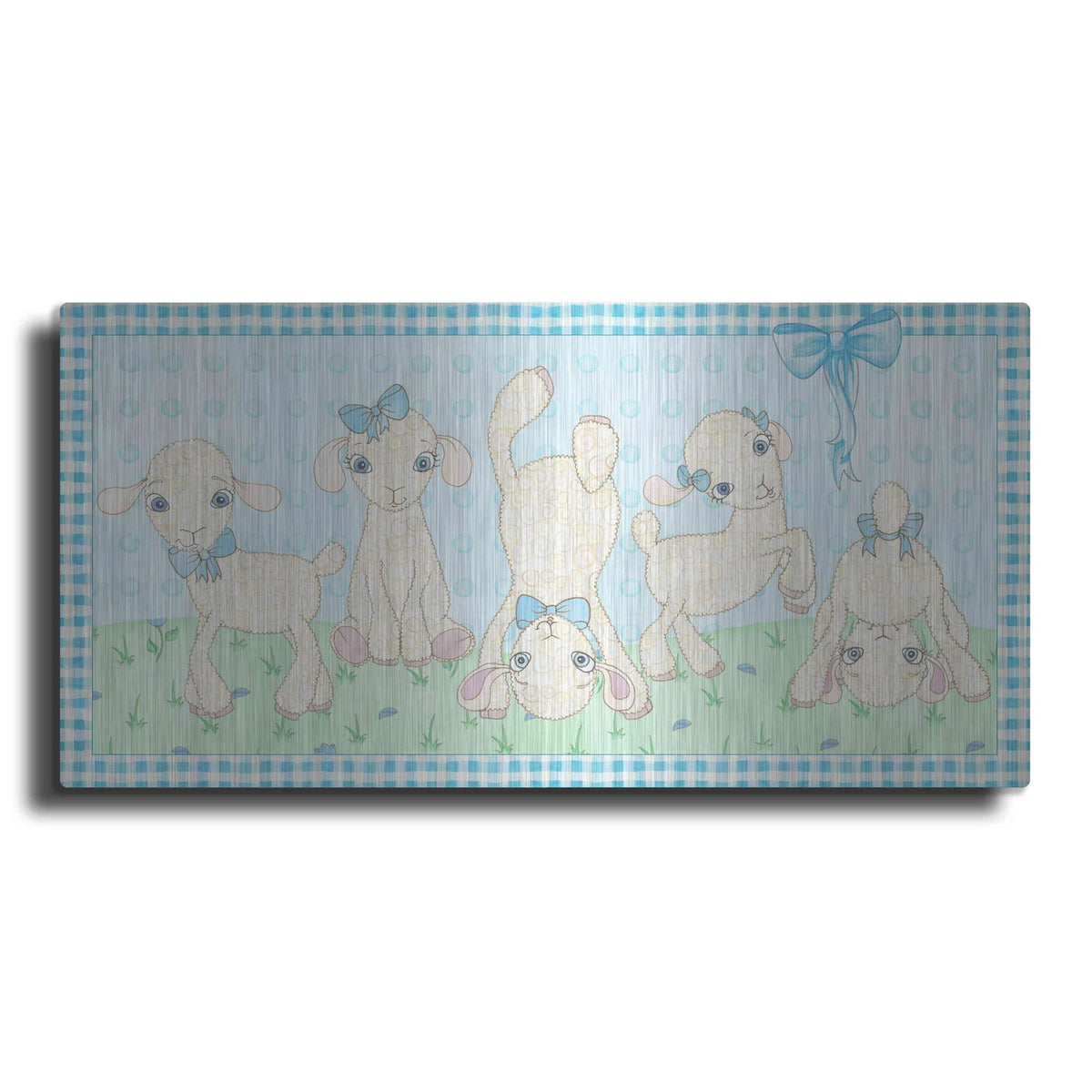 'Baby Shower Blue Lambs' by Elyse DeNeige – Metal Wall Art