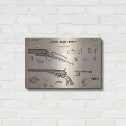 Luxe Metal Art 'Colt Revolver Blueprint Patent Parchment,' Metal Wall Art,24x16