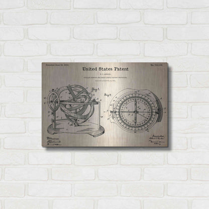Luxe Metal Art 'Stellar Compass Blueprint Patent Parchment,' Metal Wall Art,24x16