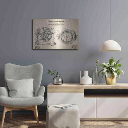 Luxe Metal Art 'Stellar Compass Blueprint Patent Parchment,' Metal Wall Art,24x16