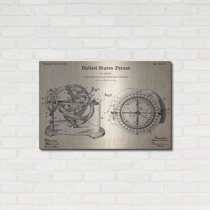 Luxe Metal Art 'Stellar Compass Blueprint Patent Parchment,' Metal Wall Art,36x24