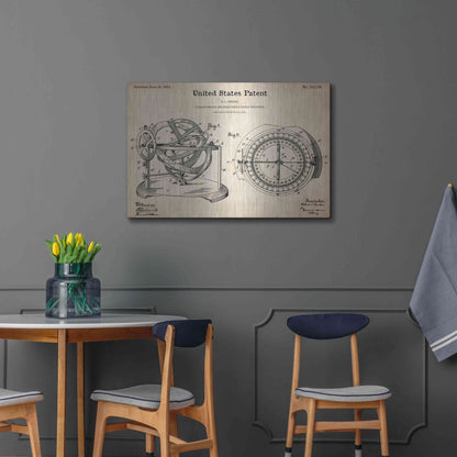 Luxe Metal Art 'Stellar Compass Blueprint Patent Parchment,' Metal Wall Art,36x24
