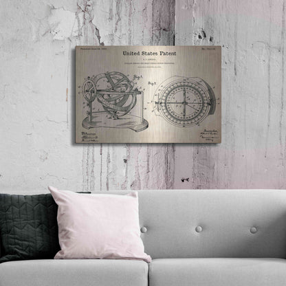 Luxe Metal Art 'Stellar Compass Blueprint Patent Parchment,' Metal Wall Art,36x24
