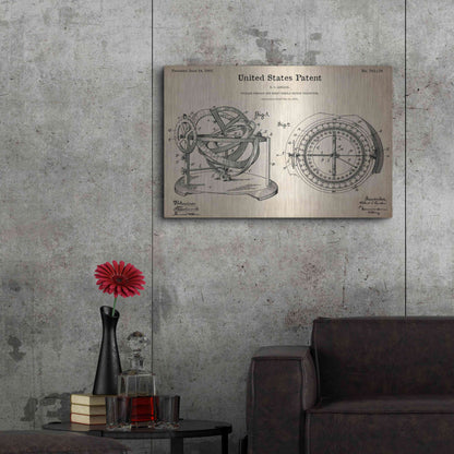 Luxe Metal Art 'Stellar Compass Blueprint Patent Parchment,' Metal Wall Art,36x24