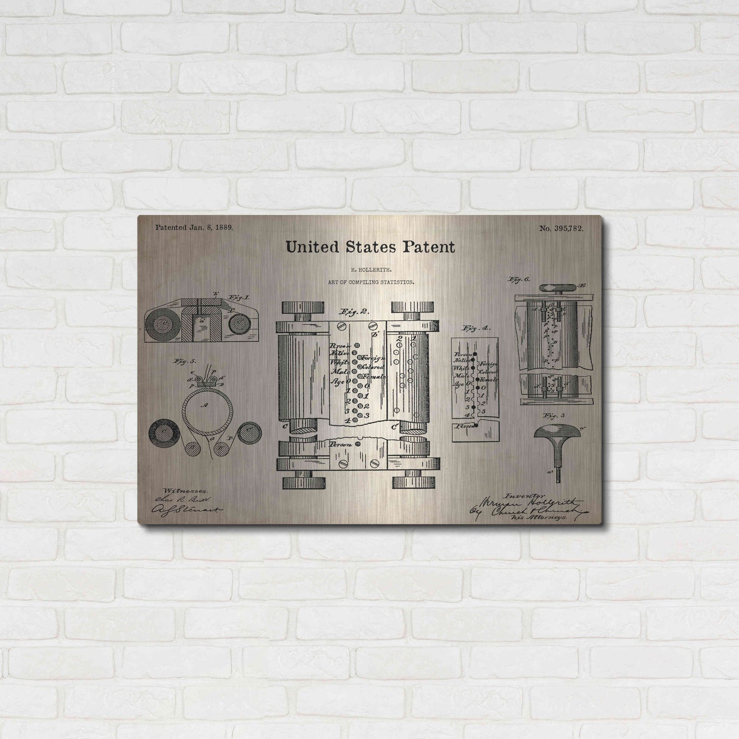 Luxe Metal Art 'Tubular Machine Blueprint Patent Parchment,' Metal Wall Art,36x24