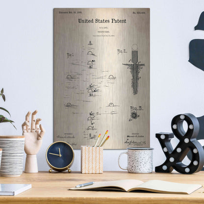 Luxe Metal Art 'Croquet Blueprint Patent Parchment,' Metal Wall Art,12x16