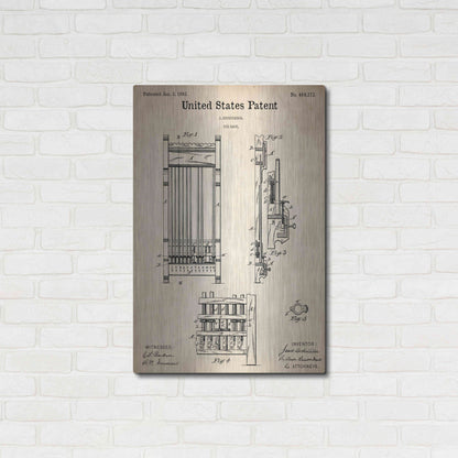 Luxe Metal Art 'Cue Rack Blueprint Patent Parchment,' Metal Wall Art,24x36