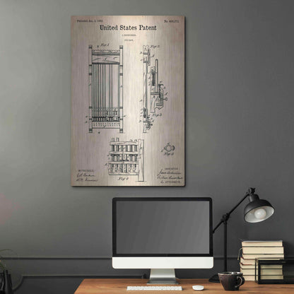 Luxe Metal Art 'Cue Rack Blueprint Patent Parchment,' Metal Wall Art,24x36