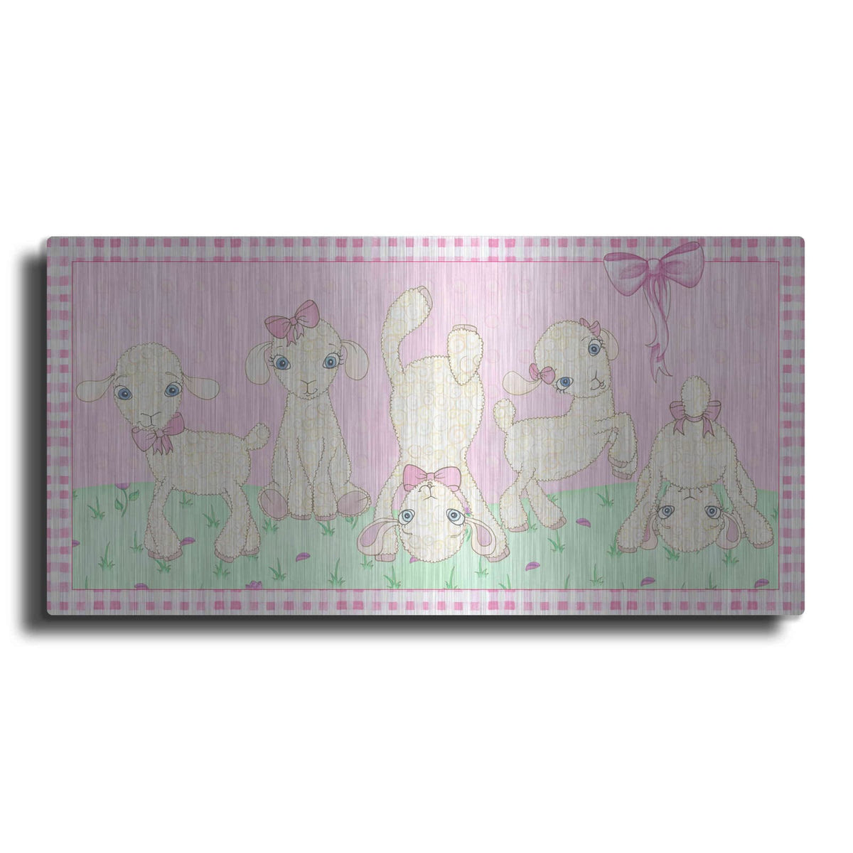 'Baby Shower Pink Lambs' by Elyse DeNeige – Metal Wall Art