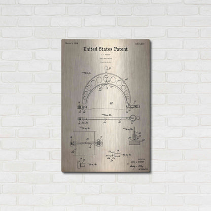 Luxe Metal Art 'Dial Snap Gauge Blueprint Patent Parchment,' Metal Wall Art,24x36