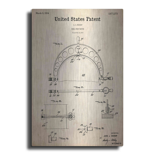 Luxe Metal Art 'Dial Snap Gauge Blueprint Patent Parchment,' Metal Wall Art