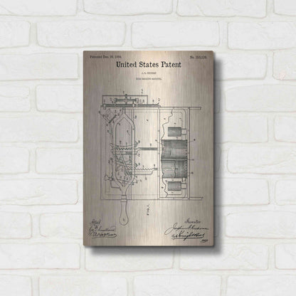 Luxe Metal Art 'Dish Washing Machine Blueprint Patent Parchment,' Metal Wall Art,12x16