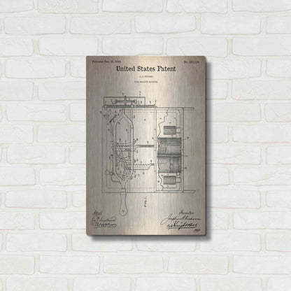 Luxe Metal Art 'Dish Washing Machine Blueprint Patent Parchment,' Metal Wall Art,16x24