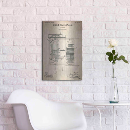 Luxe Metal Art 'Dish Washing Machine Blueprint Patent Parchment,' Metal Wall Art,16x24