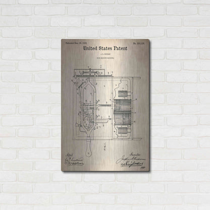 Luxe Metal Art 'Dish Washing Machine Blueprint Patent Parchment,' Metal Wall Art,24x36