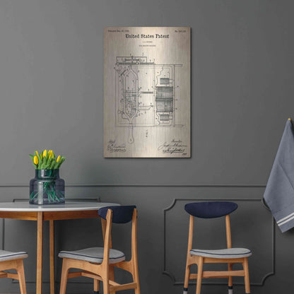 Luxe Metal Art 'Dish Washing Machine Blueprint Patent Parchment,' Metal Wall Art,24x36