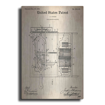 Luxe Metal Art 'Dish Washing Machine Blueprint Patent Parchment,' Metal Wall Art