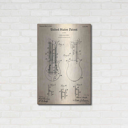 Luxe Metal Art 'Double Bass Guitar Blueprint Patent Parchment,' Metal Wall Art,24x36