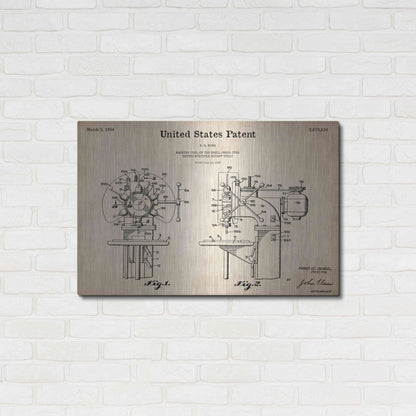 Luxe Metal Art 'Drill Press Blueprint Patent Parchment,' Metal Wall Art,36x24