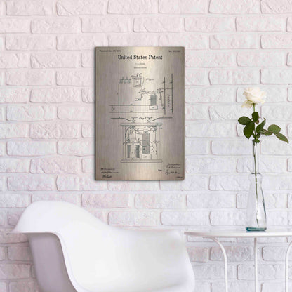 Luxe Metal Art 'Edison Electric Meter Blueprint Patent Parchment,' Metal Wall Art,16x24