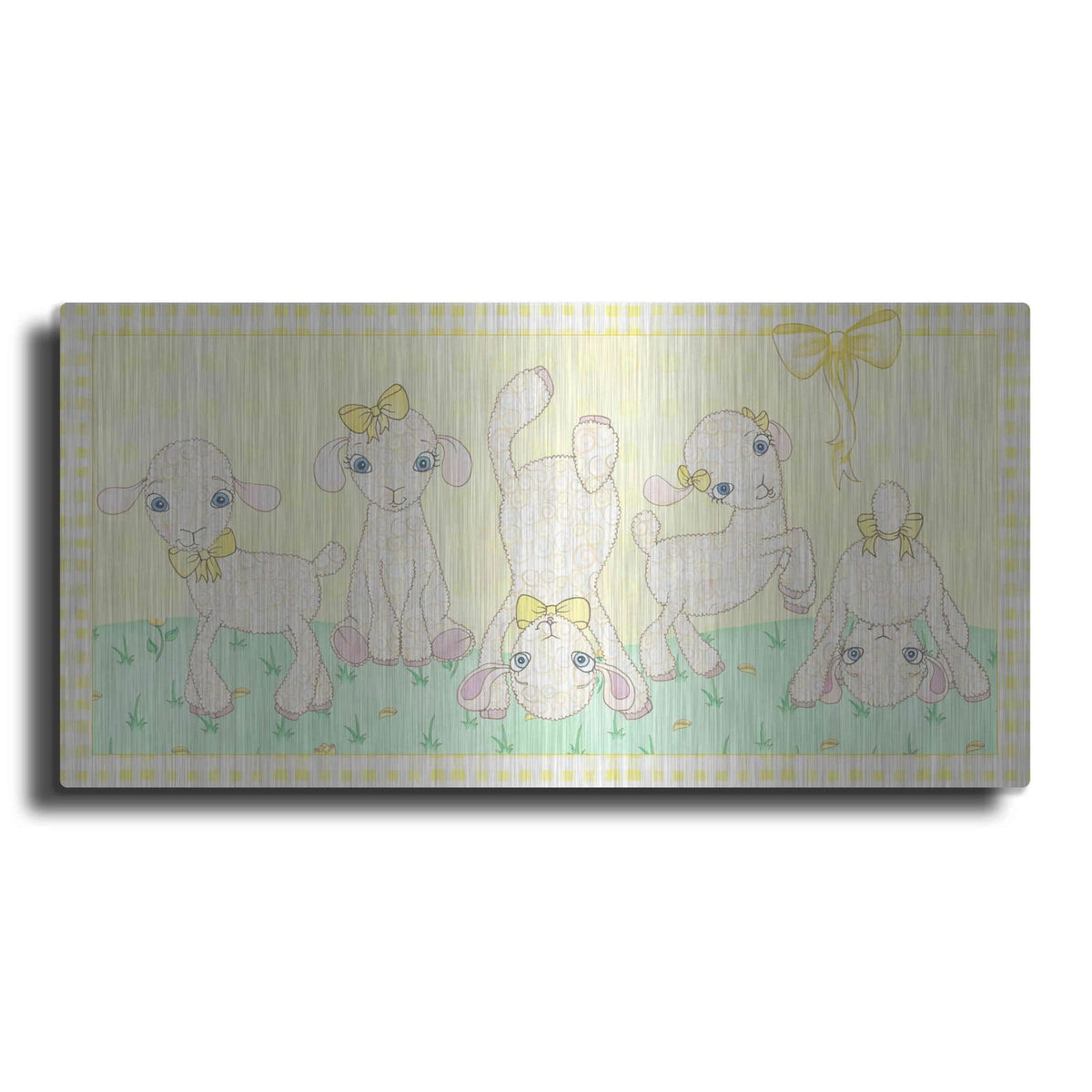 'Baby Shower Yellow Lambs' by Elyse DeNeige – Metal Wall Art