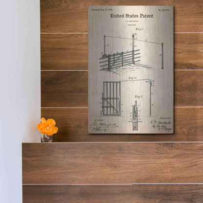 Luxe Metal Art 'Farm Gate Blueprint Patent Parchment,' Metal Wall Art,12x16